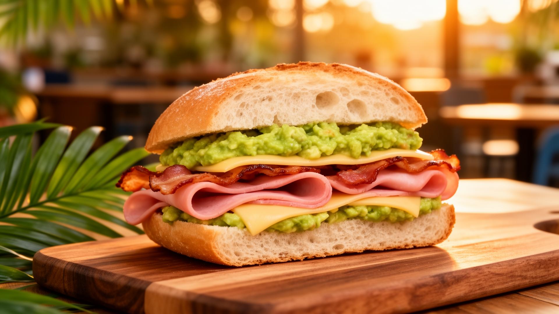 Fresh Cuban-style sandwich with ham, bacon, cheese and avocado at La Tropicana Café and Deli